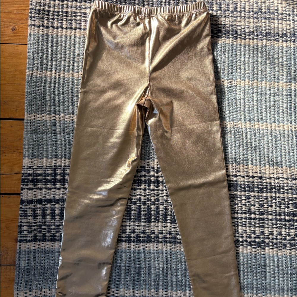 Pink Chicken Shiny Gold Kids Leggings - Picture 3 of 3